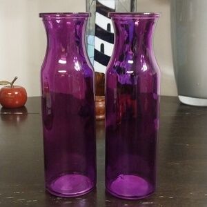 NWT-Pair Purple Glass Milk  Jar Vases - (2.3 In.Dx 7.76 H)